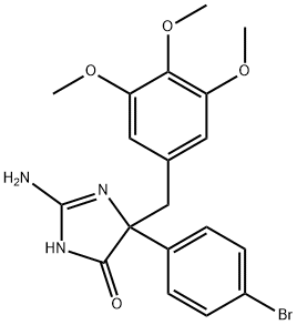 2-amino-5-(4-bromophenyl)-5-[(3,4,5-trimethoxyphenyl)methyl]-4,5-dihydro-1H-imidazol-4-one Struktur