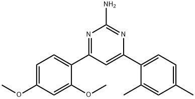 4-(2,4-dimethoxyphenyl)-6-(2,4-dimethylphenyl)pyrimidin-2-amine Struktur