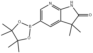 3,3-Dimethyl-5-(4,4,5,5-tetramethyl-1,3,2-dioxaborolan-2-yl)-1H-pyrrolo[2,3-b]pyridin-2(3H)-one Struktur