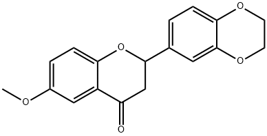 2-(2,3-dihydrobenzo[b][1,4]dioxin-6-yl)-6-methoxychroman-4-one Struktur