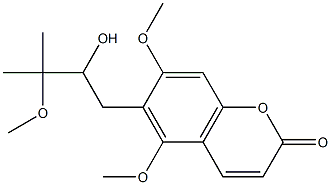 (+)-6-(2-Hydroxy-3-methoxy-3-methylbutyl)-5,7-dimethoxycoumarin Struktur