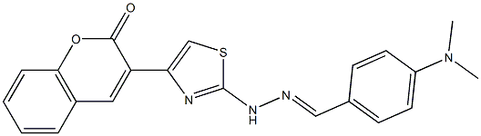 (E)-3-(2-(2-(4-(dimethylamino)benzylidene)hydrazinyl)thiazol-4-yl)-2H-chromen-2-one Struktur