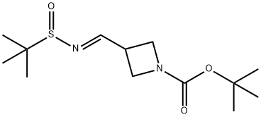 3-[(2-Methyl-propane-2-sulfinylimino)-methyl]-azetidine-1-carboxylic acid tert-butyl ester Struktur