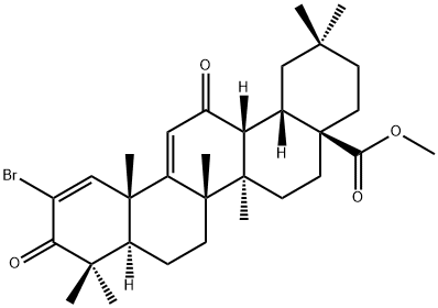 (4aS,6aR,6bS,8aR,12aR,14bS)-methyl 11-bromo-2,2,6a,6b,9,9,12a-heptamethyl-10,14-dioxo-1,2,3,4,4a,5,6,6a,6b,7,8,8a,9,10,12a,14,14a,14b-octadecahydropicene-4a-carboxylate Struktur