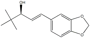 (E,3S)-1-(1,3-benzodioxol-5-yl)-4,4-dimethylpent-1-en-3-ol Struktur