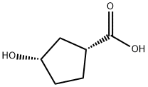 (1R,3S)-3-Hydroxy-cyclopentanecarboxylic acid Struktur