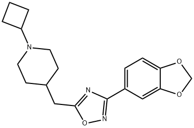 Piperidine, 4-[[3-(1,3-benzodioxol-5-yl)-1,2,4-oxadiazol-5-yl]methyl]-1-cyclobutyl- Struktur