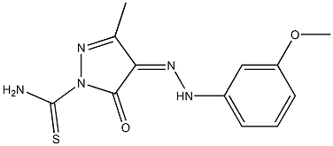 4-[(3-methoxyphenyl)hydrazono]-3-methyl-5-oxo-4,5-dihydro-1H-pyrazole-1-carbothioamide Struktur