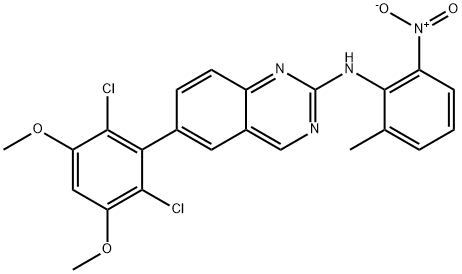 6-(2,6-dichloro-3,5-dimethoxyphenyl)-N-(2-methyl-6-nitrophenyl)quinazolin-2-amine Struktur