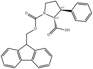 (2S,3R)-1-(((9H-fluoren-9-yl)methoxy)carbonyl)-3-phenylpyrrolidine-2-carboxylic acid Struktur