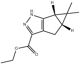 (4AR,5AS)-ETHYL 5,5-DIMETHYL-4,4A,5,5A-TETRAHYDRO-1H-CYCLOPROPA[4,5]CYCLOPENTA[1,2-C]PYRAZOLE-3-CARBOXYLATE Struktur