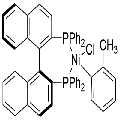 cis-[2,2'-Bis(diphenylphosphino)-1,1'-binaphthyl](2-methylphenyl)nickel(II) chloride Struktur