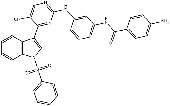 4-amino-N-(3-((5-chloro-4-(1-(phenylsulfonyl)-1H-indol-3-yl)pyrimidin-2-yl)amino)phenyl)benzamide Struktur