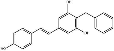 5-[(1E)-2-(4-Hydroxyphenyl)ethenyl]-2-(phenylmethyl)-1,3-benzenediol Struktur