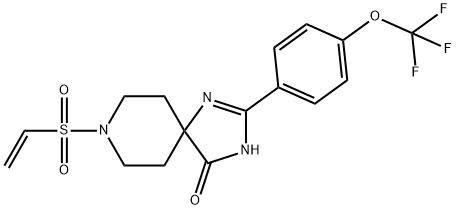 2-(4-(trifluoromethoxy)phenyl)-8-(vinylsulfonyl)-1,3,8-triazaspiro[4.5]dec-1-en-4-one Struktur