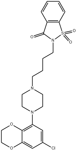 1,2-Benzisothiazol-3(2H)-one,2-[4-[4-(7-chloro-2,3-dihydro-1,4-benzodioxin-5-yl)-1-piperazinyl]butyl]-,1,1-dioxide Struktur