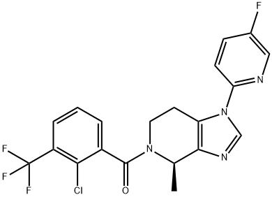 (R)-(2-CHLORO-3-(TRIFLUOROMETHYL)PHENYL)(1-(5-FLUOROPYRIDIN-2-YL)-4-METHYL-1,4,6,7-TETRAHYDRO-5H-IMIDAZO[4,5-C]PYRIDIN-5-YL)METHANONE Struktur