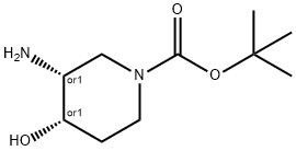 cis-3-amino-1-boc-4-hydroxypiperidine Struktur