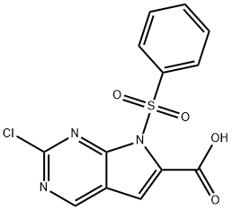 7-(benzenesulfonyl)-2-chloro-7H-pyrrolo[2,3-d]pyrimidine-6-carboxylic acid Struktur