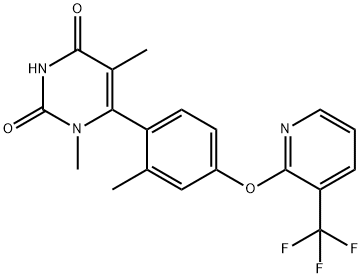 1,5-dimethyl-6-[2-methyl-4-[3-(trifluoromethyl)pyridin-2-yl]oxyphenyl]pyrimidine-2,4-dione Struktur