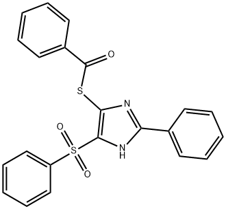 S-(2-phenyl-4-(phenylsulfonyl)-1H-imidazol-5-yl) benzothioate Struktur