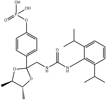 Urea, N-[2,6-bis(1-methylethyl)phenyl]-N'-[[(4R,5R)-4,5-dimethyl-2-[4-(phosphonooxy)phenyl]-1,3-dioxolan-2-yl]methyl]- Struktur