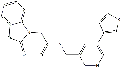 2-(2-oxo-1,3-benzoxazol-3-yl)-N-[(5-thiophen-3-ylpyridin-3-yl)methyl]acetamide Struktur