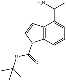 4-(1-Amino-ethyl)-indole-1-carboxylic acid tert-butyl ester Struktur