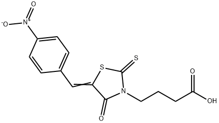 (Z)-4-(5-(4-nitrobenzylidene)-4-oxo-2-thioxothiazolidin-3-yl)butanoic acid Struktur