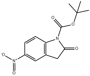 1H-Indole-1-carboxylic acid, 2,3-dihydro-5-nitro-2-oxo-, 1,1-dimethylethyl ester Struktur