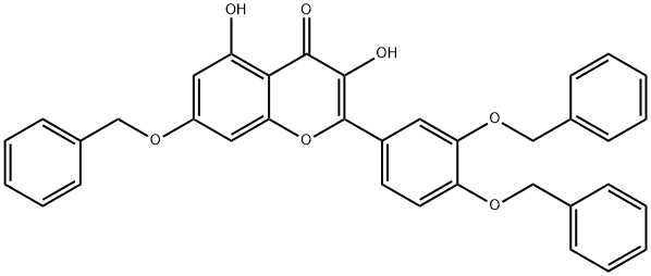 2-[3,4-bis(phenylmethoxy)phenyl]-3,5-dihydroxy-7-phenylmethoxychromen-4-one Struktur