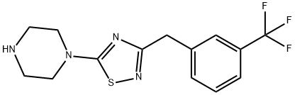 1-(3-{[3-(trifluoromethyl)phenyl]methyl}-1,2,4-thiadiazol-5-yl)piperazine Struktur