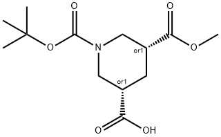 CIS-1-(TERT-BUTOXYCARBONYL)-5-(METHOXYCARBONYL)PIPERIDINE-3-CARBOXYLIC ACID Struktur