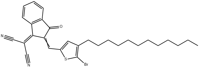 2-(2-((5-bromo-4-dodecylthiophen-2-yl)methylene)-3-oxo-2,3-dihydro-1H-inden-1-ylidene)malononitrile Struktur