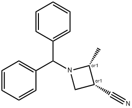 cis-1-(diphenylmethyl)-2-methylazetidine-3-carbonitrile Struktur