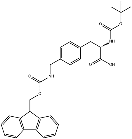 N-Boc-DL-4-aminomethyl(Fmoc)Phenylalanine Struktur