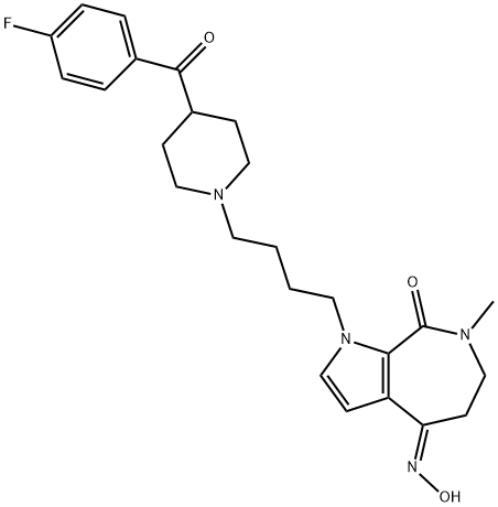 Pyrrolo[2,3-c]azepine-4,8(1H,5H)-dione, 1-[4-[4-(4-fluorobenzoyl)-1-piperidinyl]butyl]-6,7-dihydro-7-methyl-, 4-oxime, (4E)- Struktur