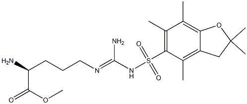 methyl (2S)-2-amino-5-[[amino-[(2,2,4,6,7-pentamethyl-3H-1-benzofuran-5-yl)sulfonylamino]methylidene]amino]pentanoate Struktur