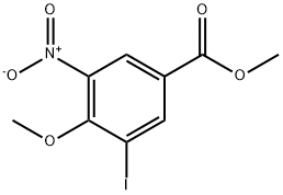 3-Iodo-4-methoxy-5-nitro-benzoic acid methyl ester Struktur