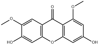 3,6-Dihydroxy-1,7-dimethoxyxanthone Struktur