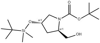 (2S,4R)-1-BOC-4-(TERT-BUTYLDIMETHYLSILYLOXY)-2-(HYDROXYMETHYL)PYRROLIDINE Struktur