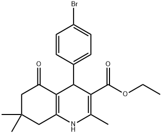 4-(4-Bromo-phenyl)-2,7,7-trimethyl-5-oxo-1,4,5,6,7,8-hexahydro-quinoline-3-carboxylic acid ethyl ester Struktur