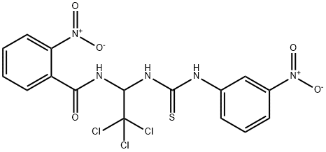 2-nitro-N-(2,2,2-trichloro-1-(3-(3-nitrophenyl)thioureido)ethyl)benzamide Struktur