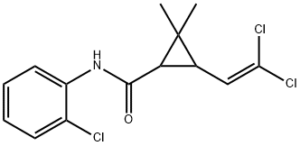 N-(2-chlorophenyl)-3-(2,2-dichlorovinyl)-2,2-dimethylcyclopropane-1-carboxamide Struktur