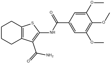 2-(3,4,5-trimethoxybenzamido)-4,5,6,7-tetrahydrobenzo[b]thiophene-3-carboxamide Struktur