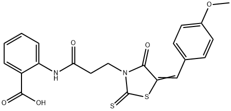 (Z)-2-(3-(5-(4-methoxybenzylidene)-4-oxo-2-thioxothiazolidin-3-yl)propanamido)benzoic acid Struktur