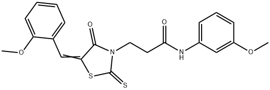 (Z)-3-(5-(2-methoxybenzylidene)-4-oxo-2-thioxothiazolidin-3-yl)-N-(3-methoxyphenyl)propanamide Struktur