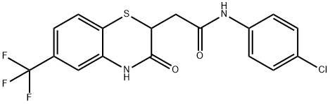 N-(4-chlorophenyl)-2-(3-oxo-6-(trifluoromethyl)-3,4-dihydro-2H-benzo[b][1,4]thiazin-2-yl)acetamide Struktur