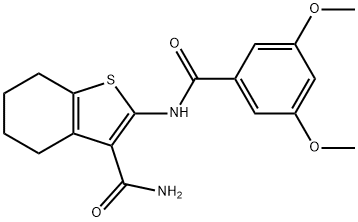 2-(3,5-dimethoxybenzamido)-4,5,6,7-tetrahydrobenzo[b]thiophene-3-carboxamide Struktur