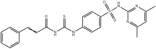 N-{[(4-{[(4,6-dimethyl-2-pyrimidinyl)amino]sulfonyl}phenyl)amino]carbonothioyl}-3-phenylacrylamide Struktur